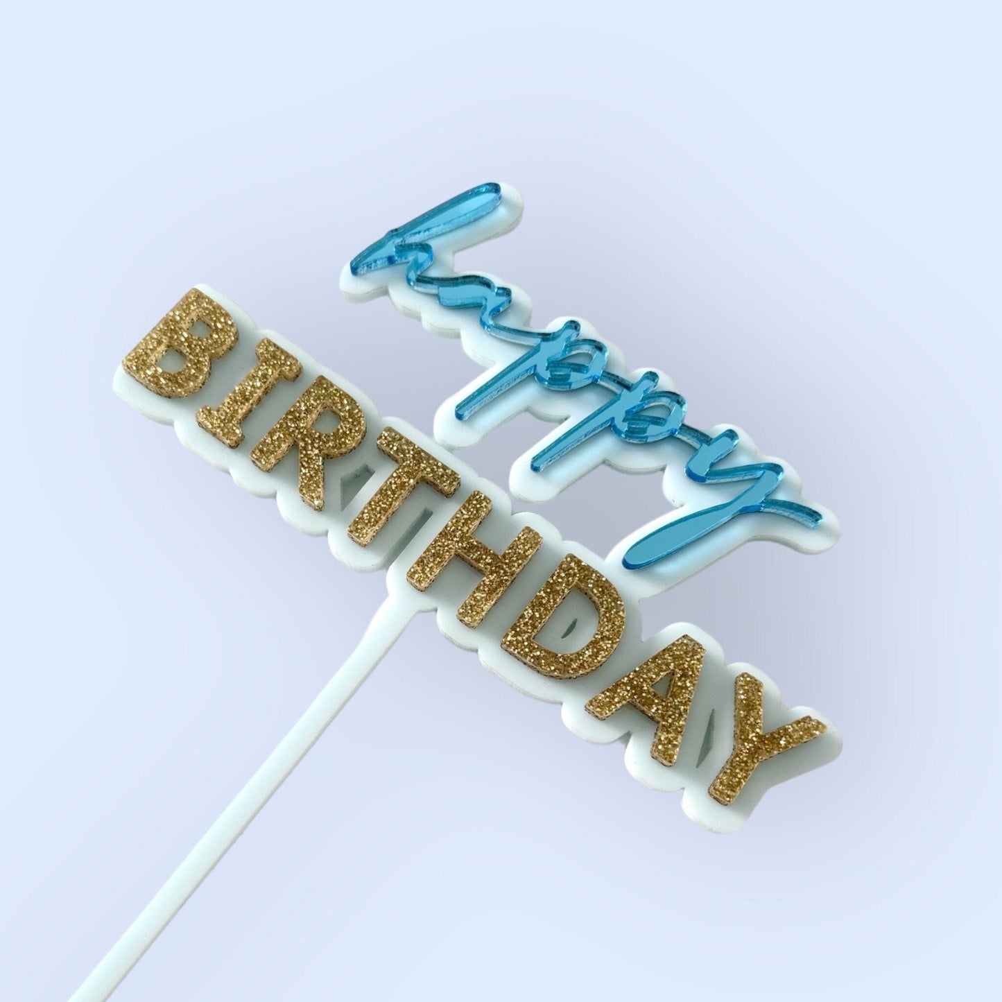 Happy Birthday Cake Topper - Blue