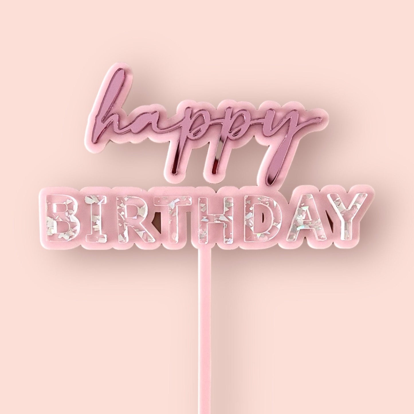 Happy Birthday Cake Topper - Pink