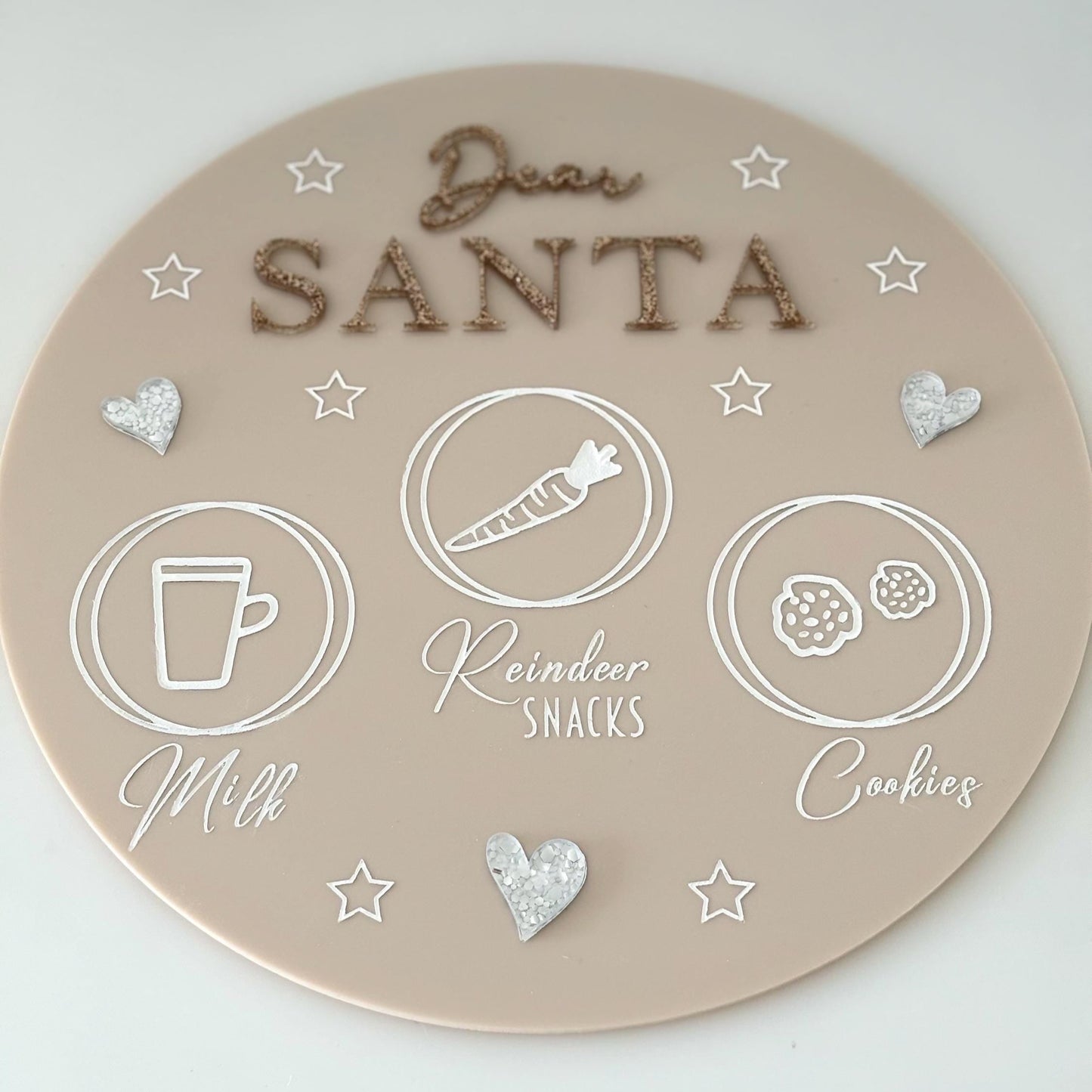 ‘Dear Santa’ Christmas Eve Tray – Personalised Acrylic Round