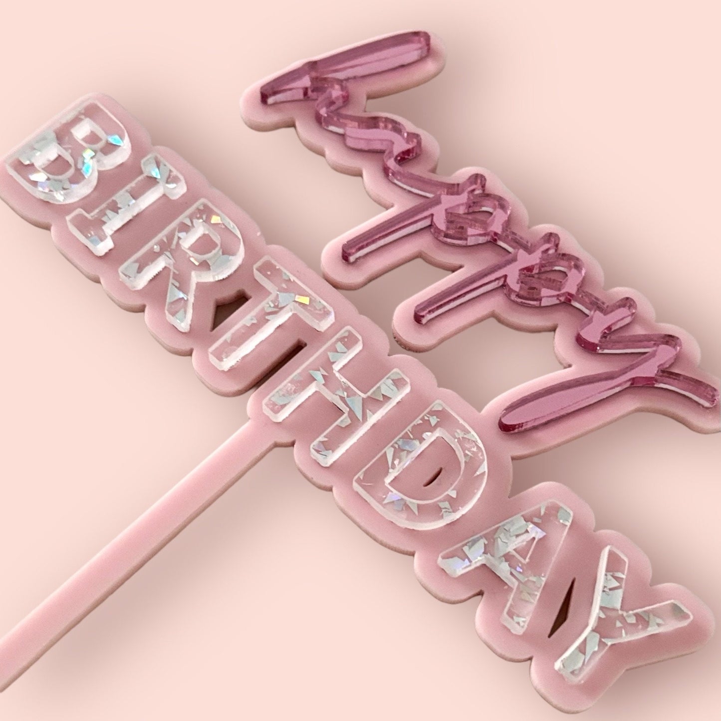 Happy Birthday Cake Topper - Pink