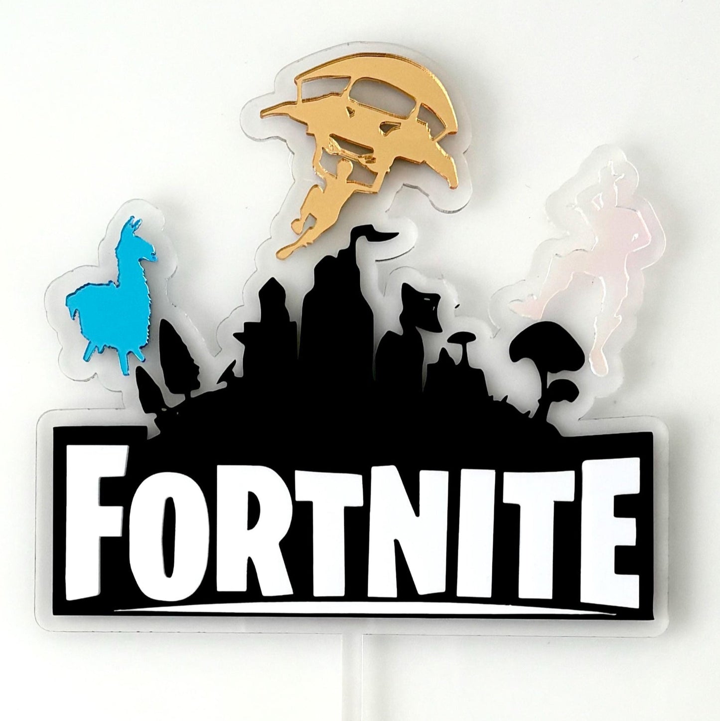 Fortnite-Inspired Gaming Cake Topper & Charm Set – Custom Personalised Birthday Decoration