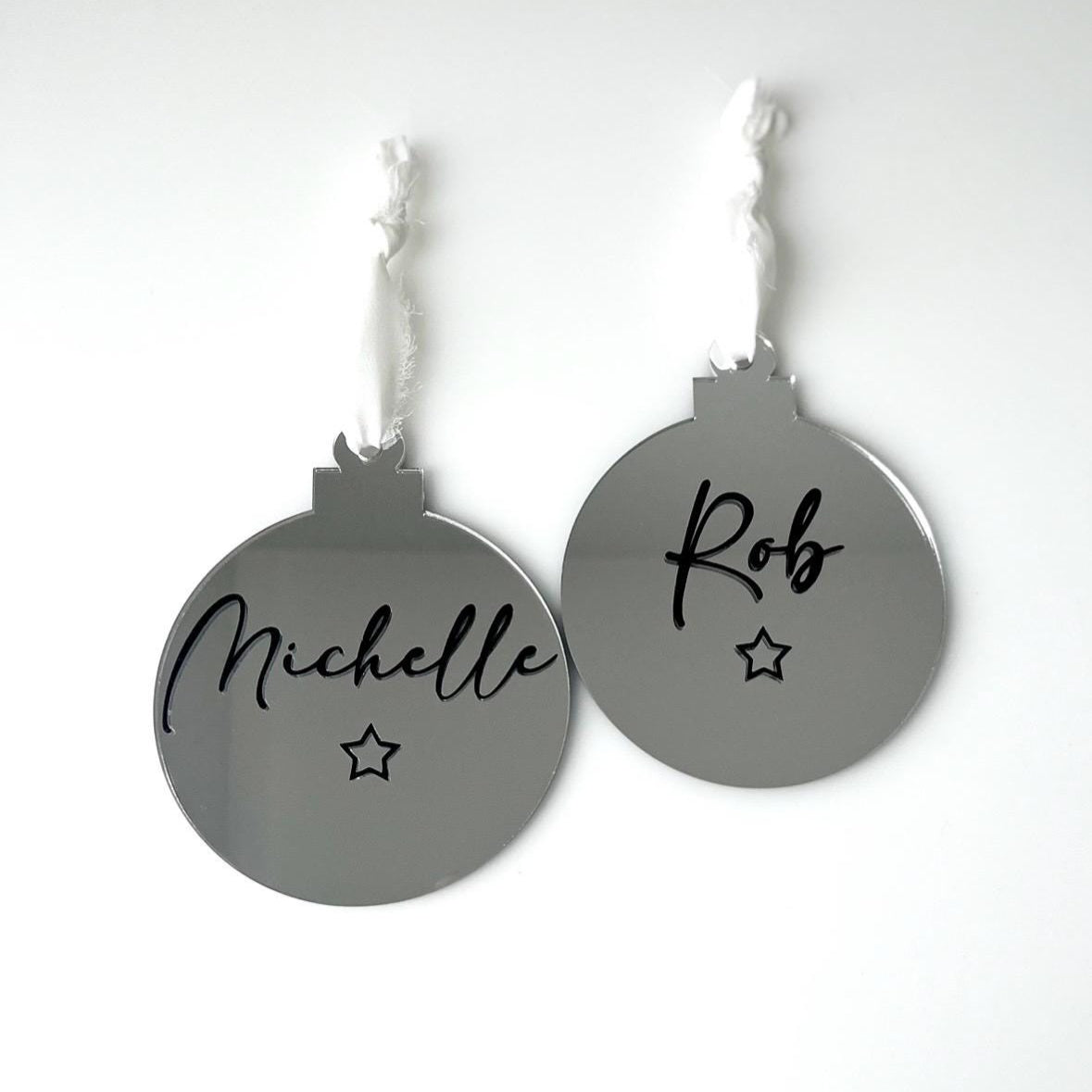 Personalised Christmas Bauble – Mirrored Acrylic Ornament