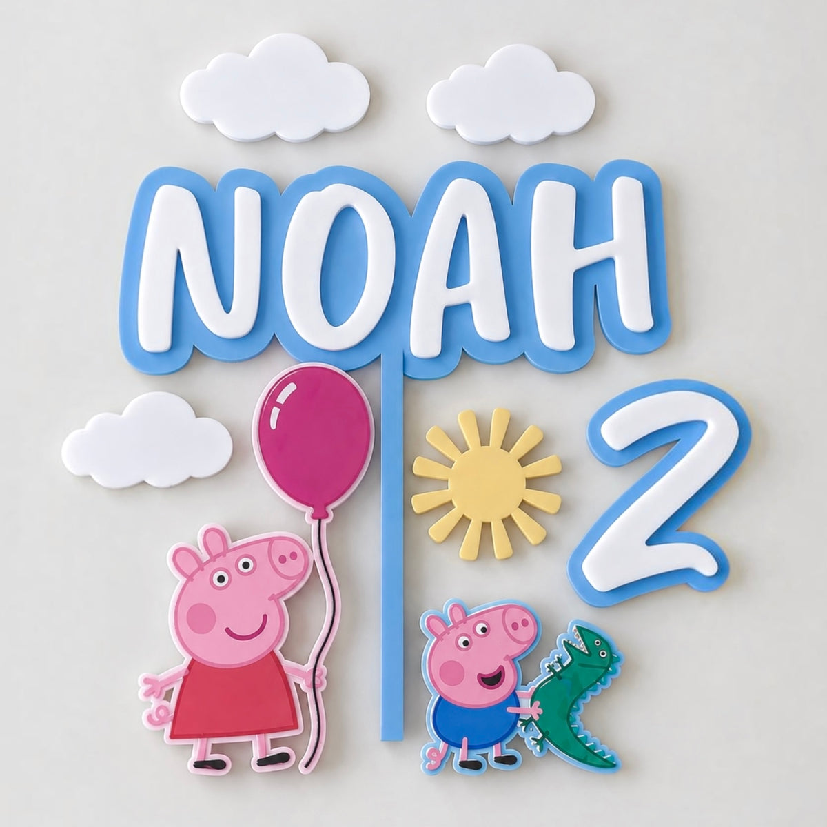 Personalised Peppa Pig Cake Topper & Cake Charm Set | Sunshine & Daisies