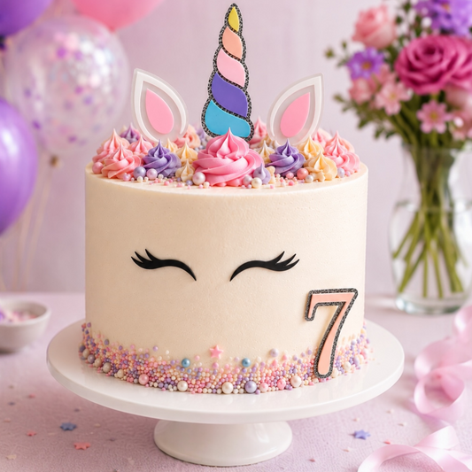 Personalised Unicorn Cake Topper Set – 6 Piece Birthday Cake Decorations
