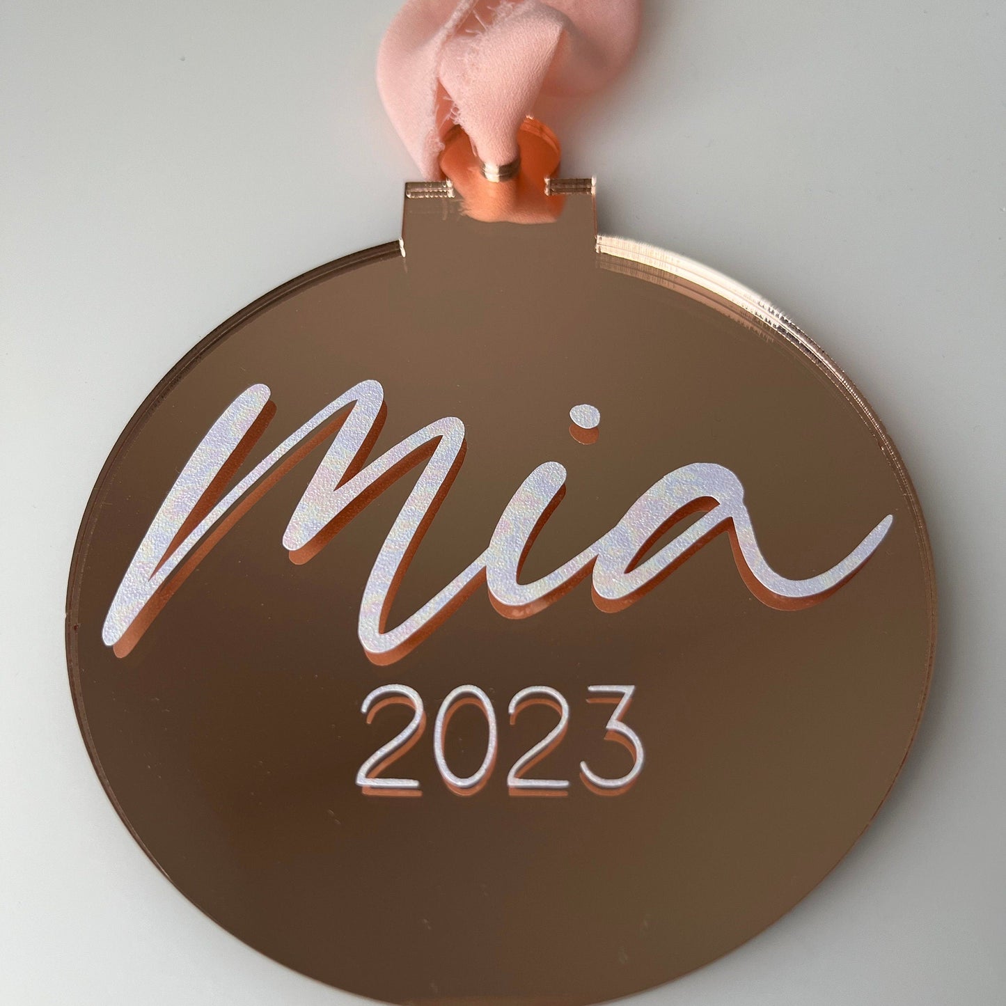 Personalised Christmas Bauble – Mirrored Acrylic Ornament