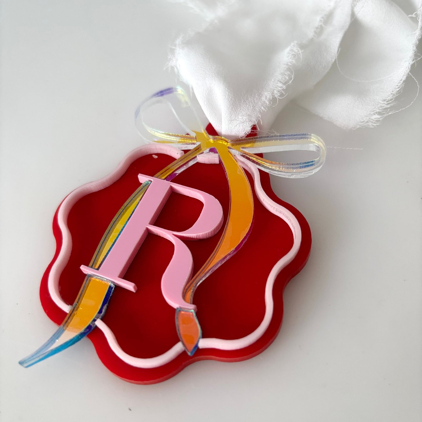 Luxe Wavy Initial Christmas Baubles – Personalised Acrylic Ornament