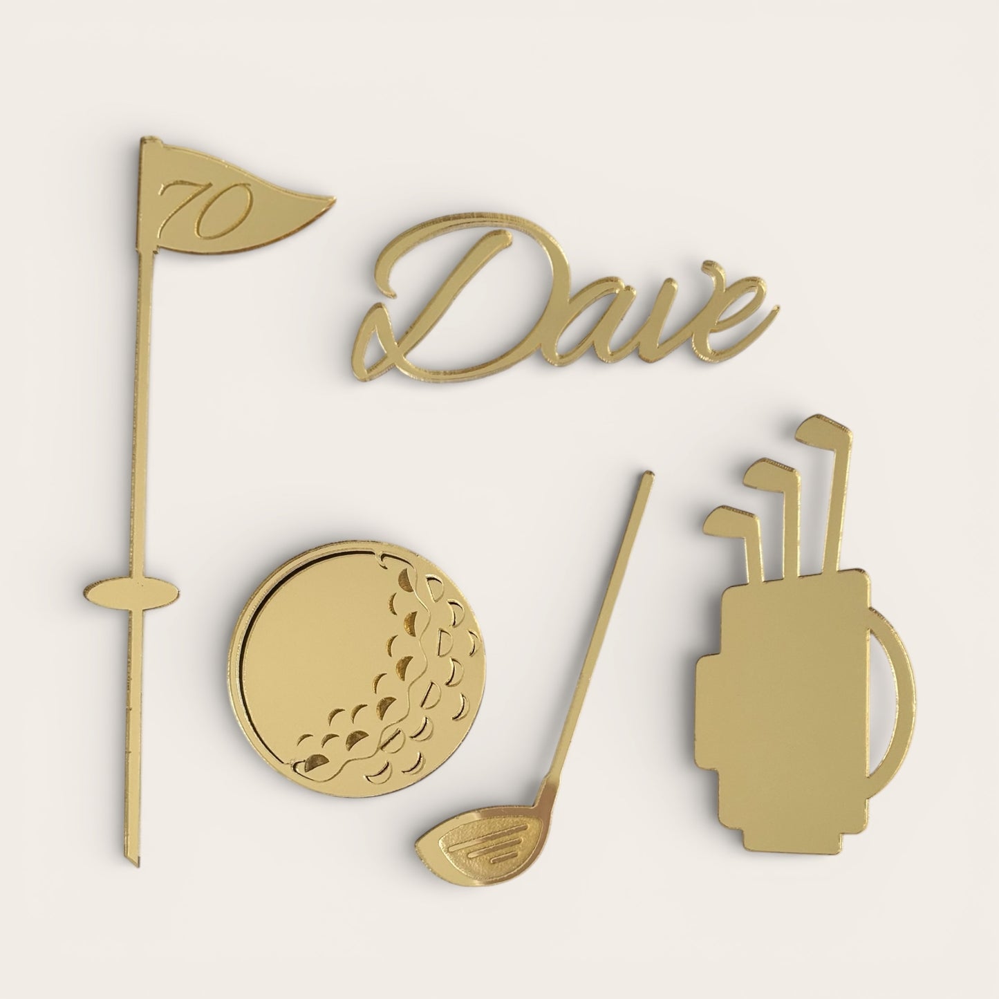 Personalised Golf Cake Charm Set | Golf Birthday Cake Topper | Custom Name & Age Golf Set