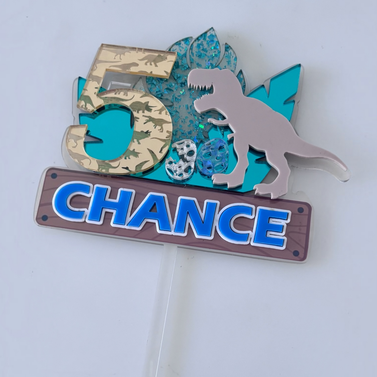 Personalised Dinosaur Cake Topper | Custom Acrylic