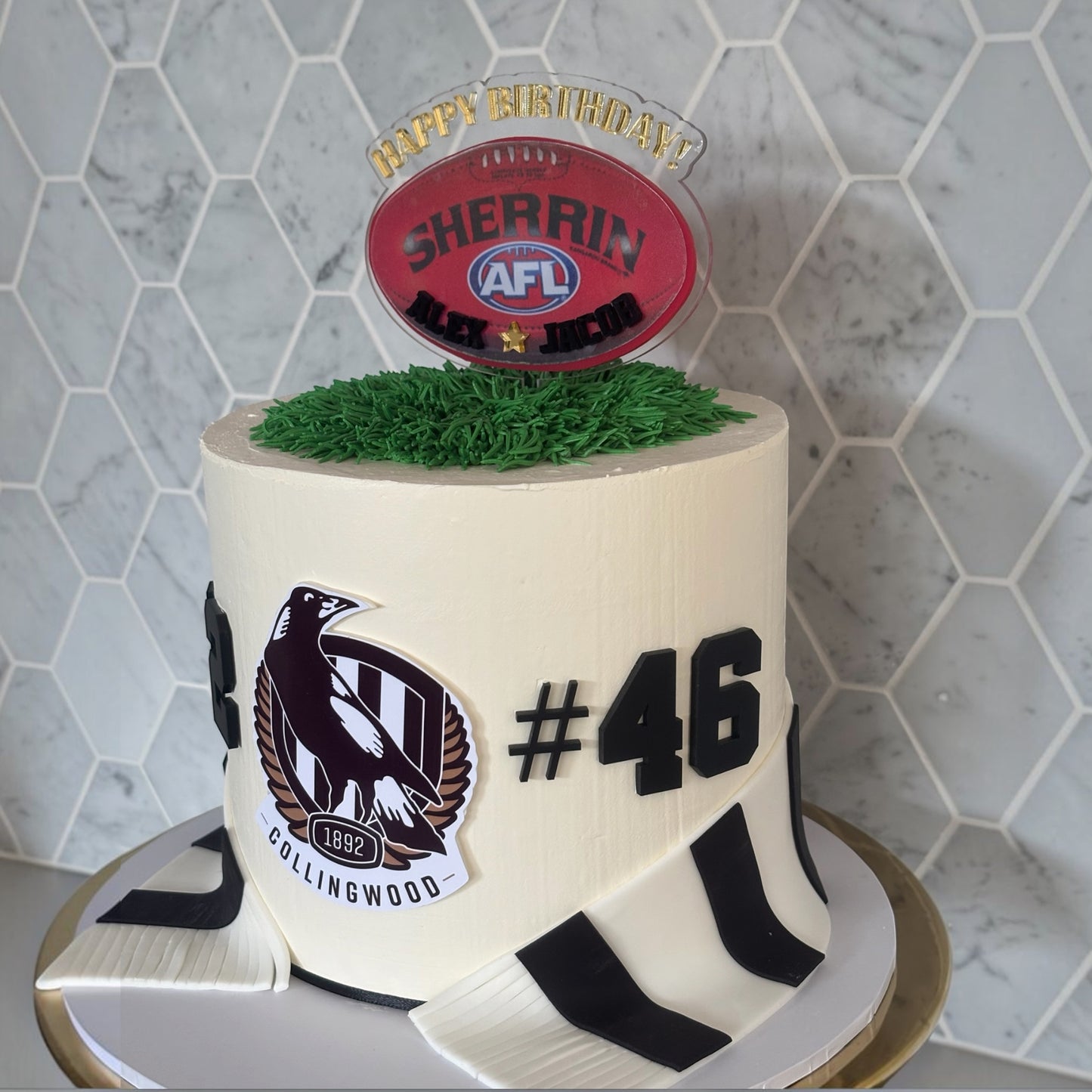 Personalised AFL-Inspired Birthday Cake Topper Set | Custom Football Cake Decoration