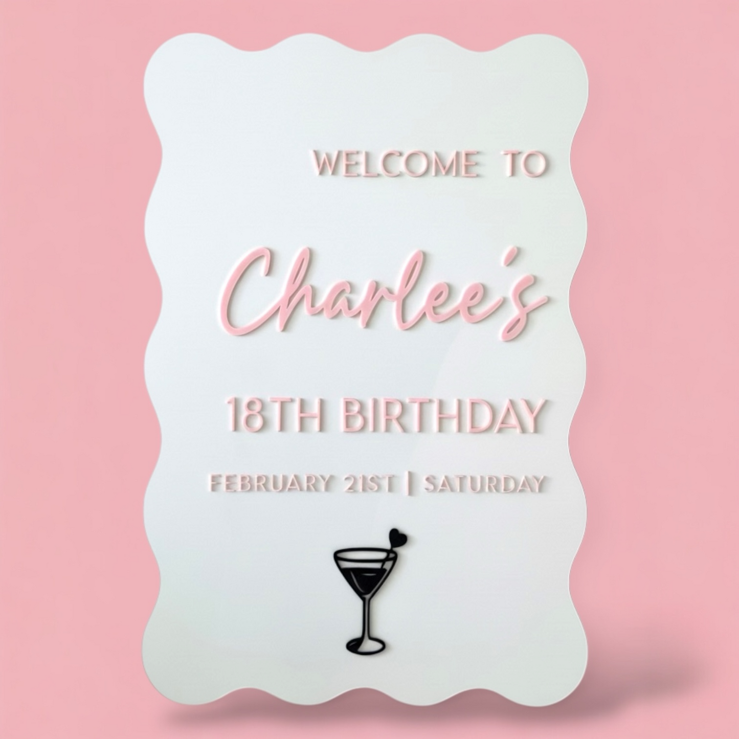 A2 Wavy Acrylic Welcome Sign | Personalised Event Sign