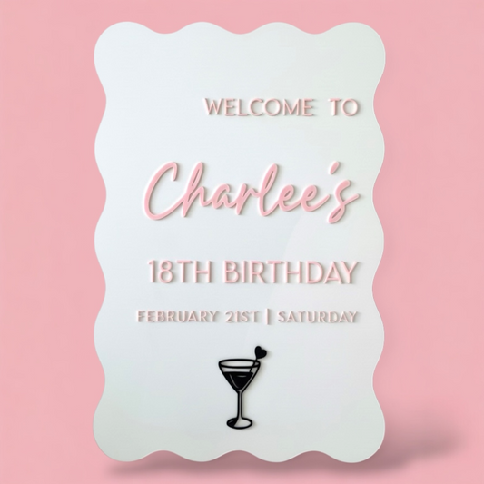 A2 Wavy Acrylic Welcome Sign | Personalised Event Sign
