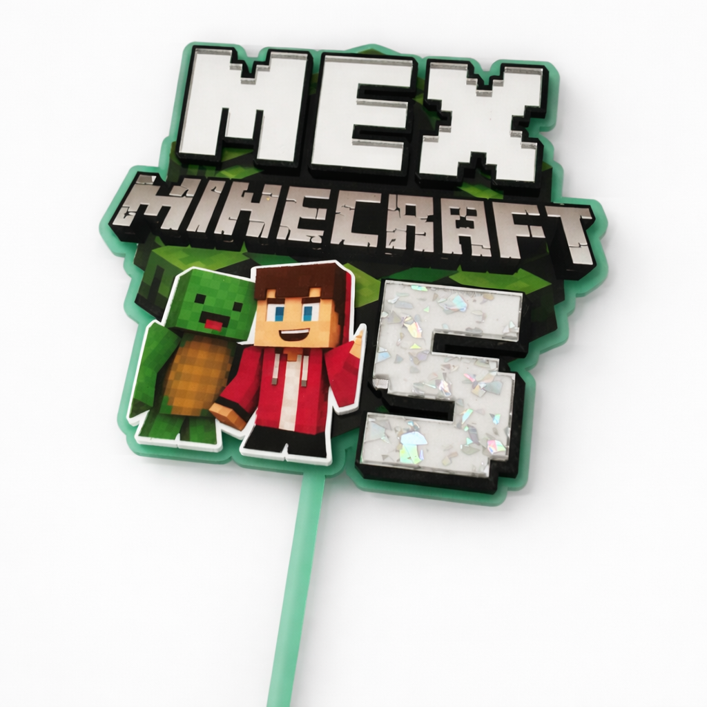 Personalised Minecraft Cake Topper - Custom Name & Age
