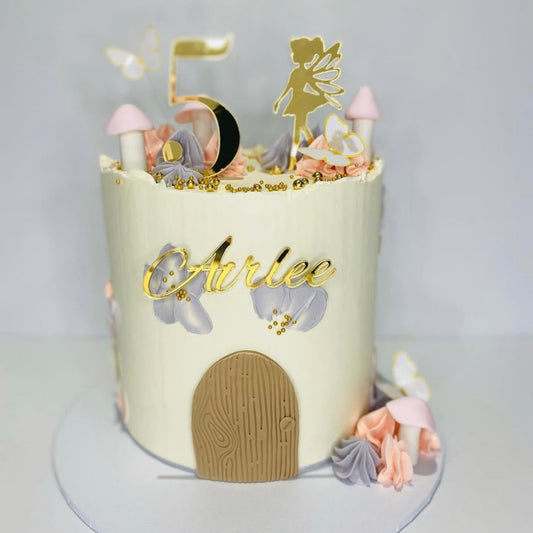 Personalised Fairy Cake Topper Set – Gold Mirror Acrylic