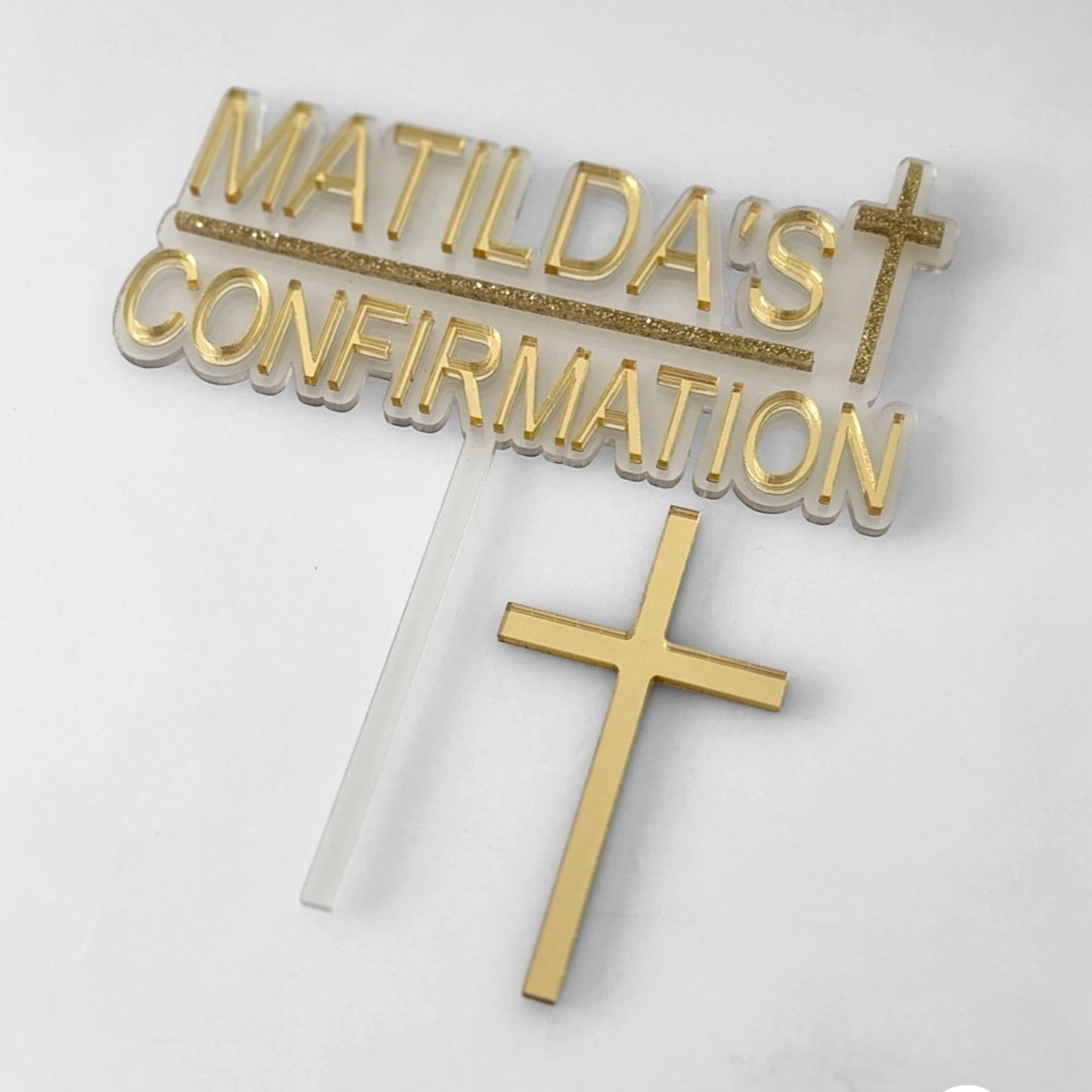 Personalised Confirmation Cake Topper | Mirror Acrylic