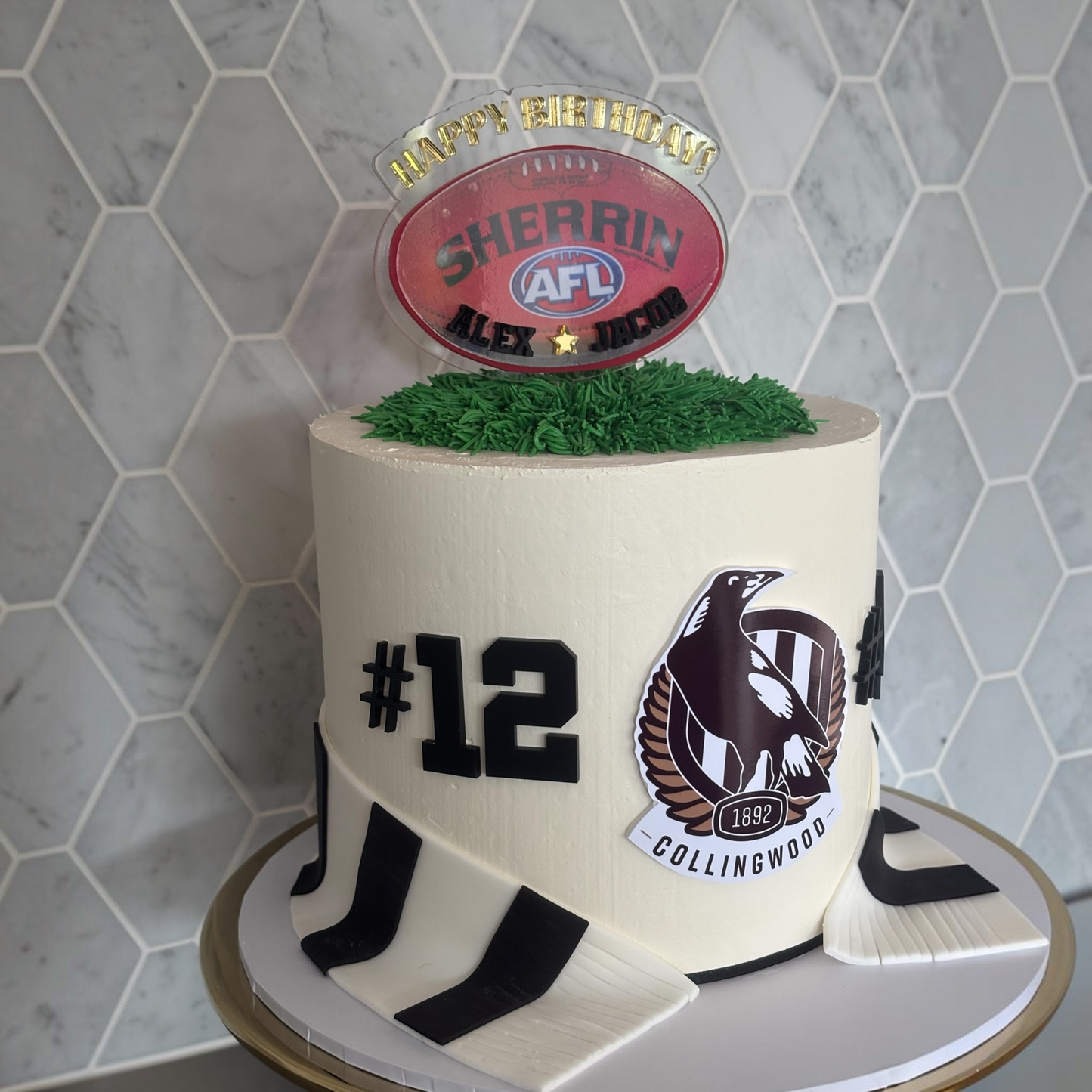 Personalised AFL-Inspired Birthday Cake Topper Set | Custom Football Cake Decoration