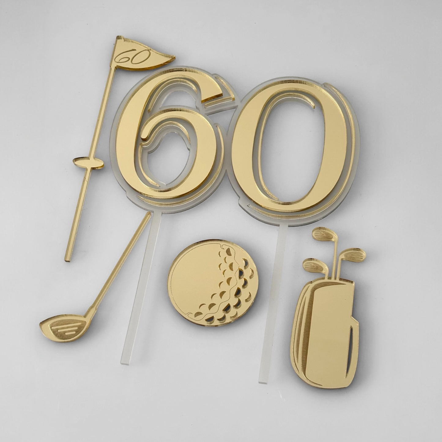 Personalised Golf Cake Charm Set | Golf Birthday Cake Topper | Custom Name & Age Golf Set