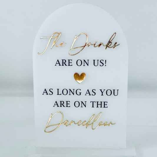 Wedding sign with gold and black Drinks Bar Sign