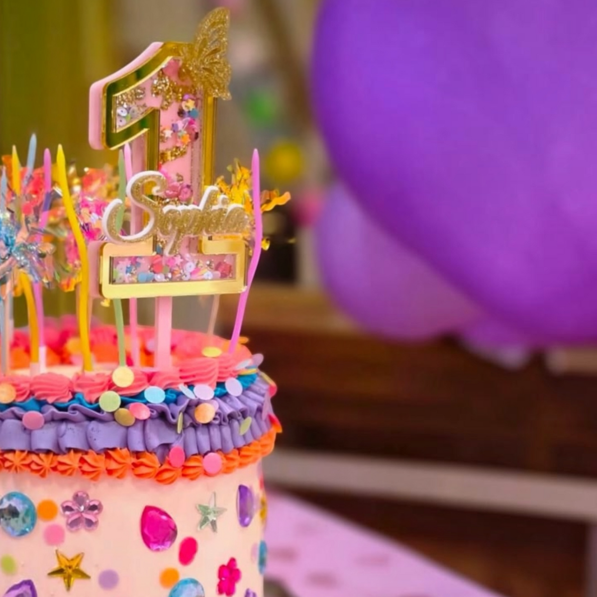 Shaker Cake Topper Number |  Personalised with Name, Confetti & Glitter