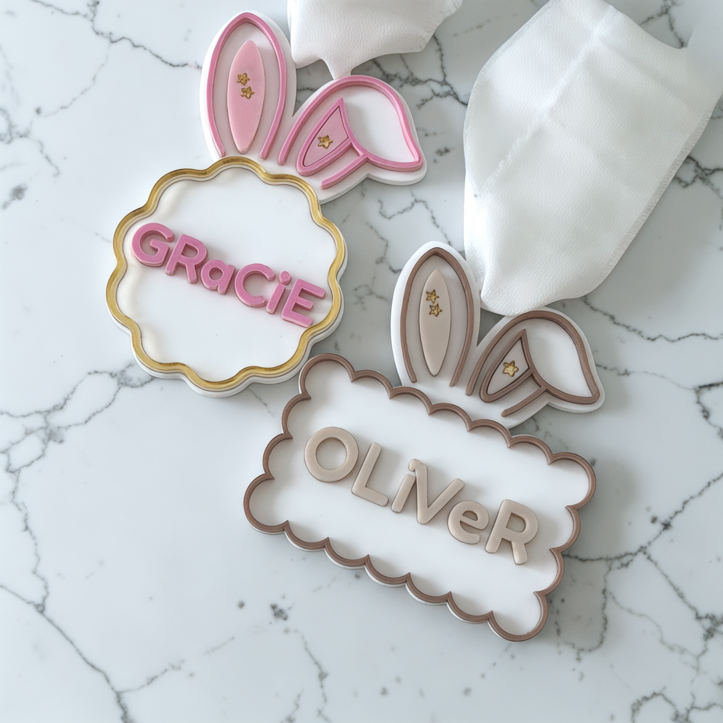 Personalised Easter Bunny Name Tags | Custom Acrylic Easter Basket Tags