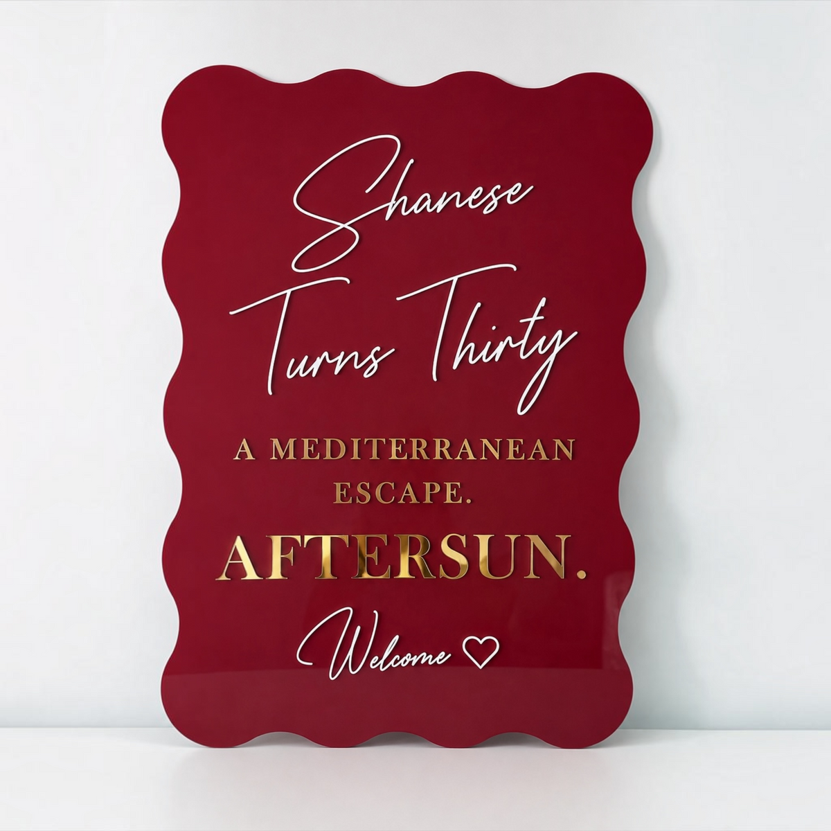 A1 Wavy Acrylic Event Signage | Personalised Wedding & Party Signs
