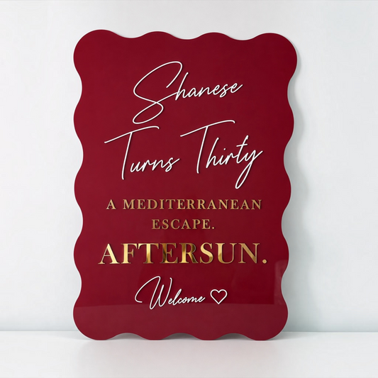 A1 Wavy Acrylic Event Signage | Personalised Wedding & Party Signs