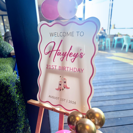 A2 Wavy Acrylic Welcome Sign | Personalised Event Sign
