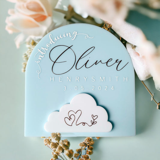 Baby Announcement Sign ~ Cloud