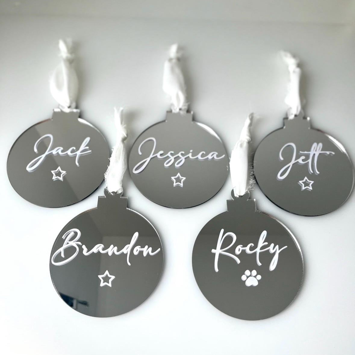 Personalised Christmas Bauble – Mirrored Acrylic Ornament