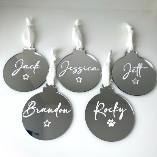 Personalised Christmas Bauble – Mirrored Acrylic Ornament